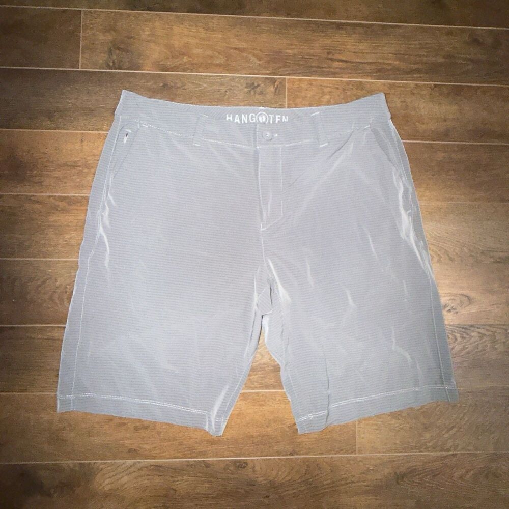 Hang Ten Men’s Shorts Size 36 Gray Stretch Drawstring Casual Golf Beach